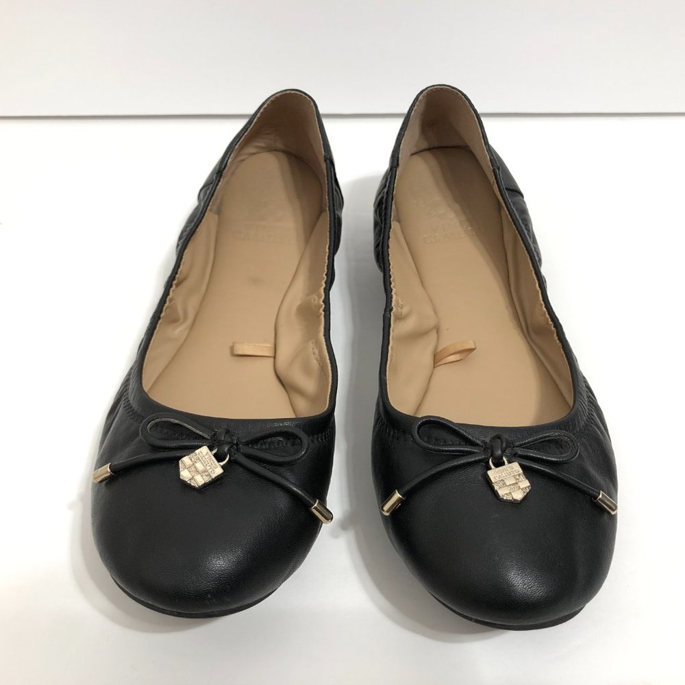 Vince Camuto Eryn Black Leather Ballet Flats 10 - Picture 3 of 11